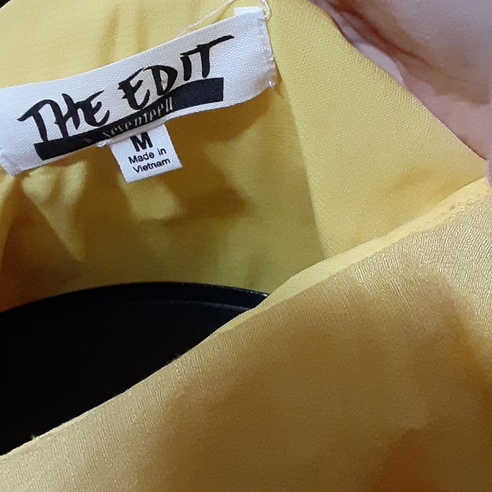NWOT Edit by Seventeen one shoulder yellow dress M - Picture 3 of 4